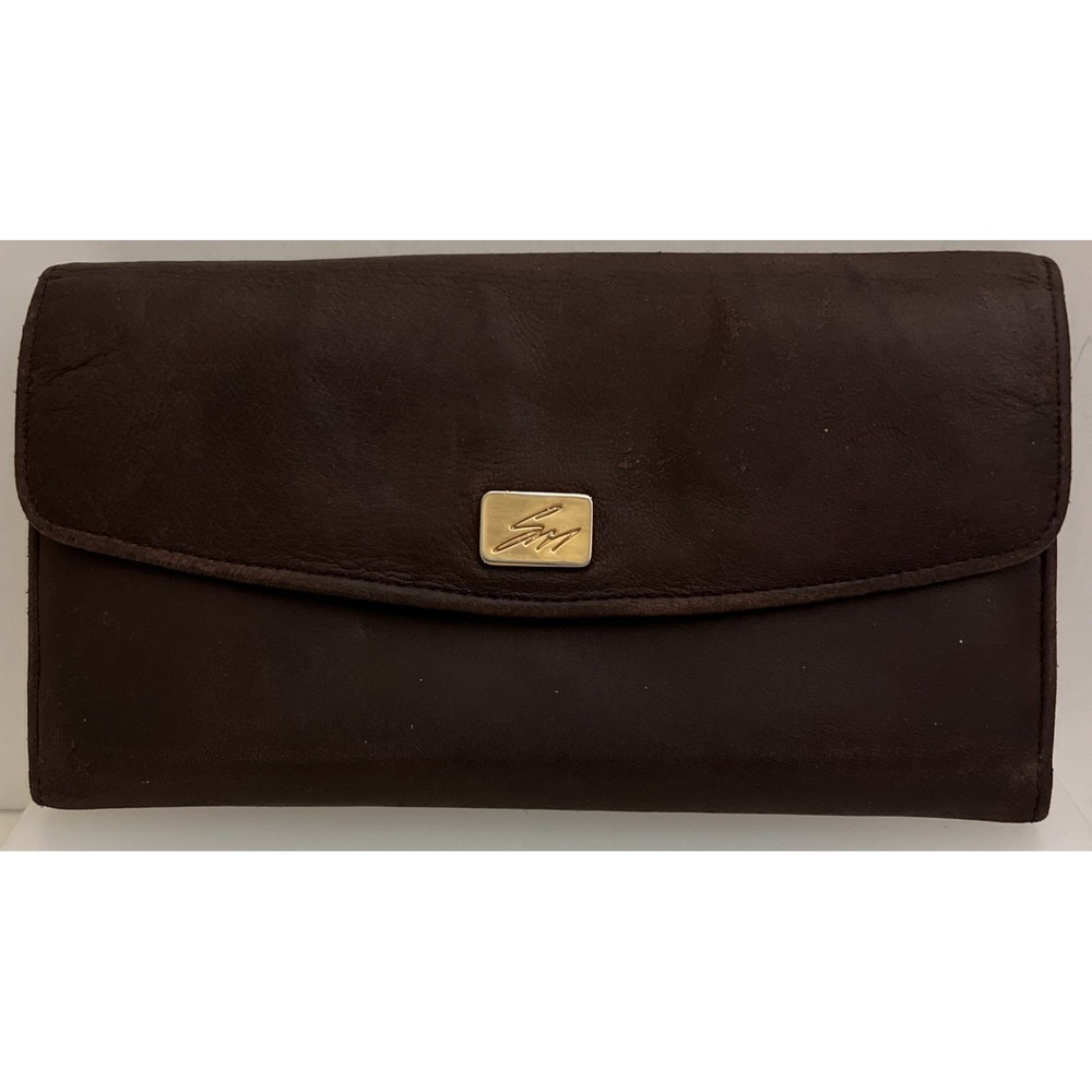 Vintage Stone Mountain Italian Leather Wallet Checkbook Snap‎ Closure